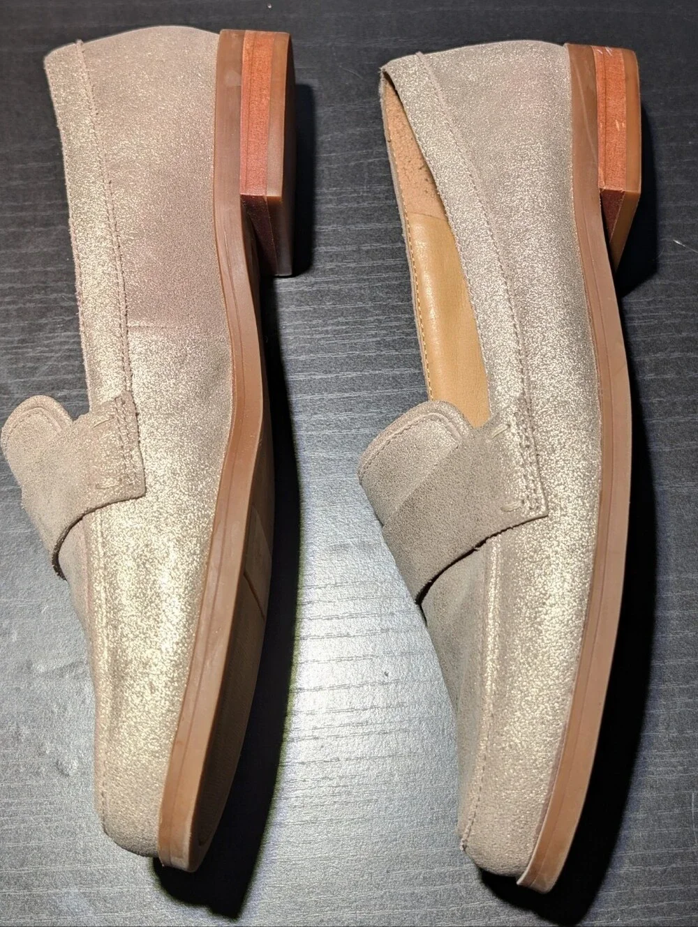 Franco Sarto Taupe Suede Penny Loafers - Women